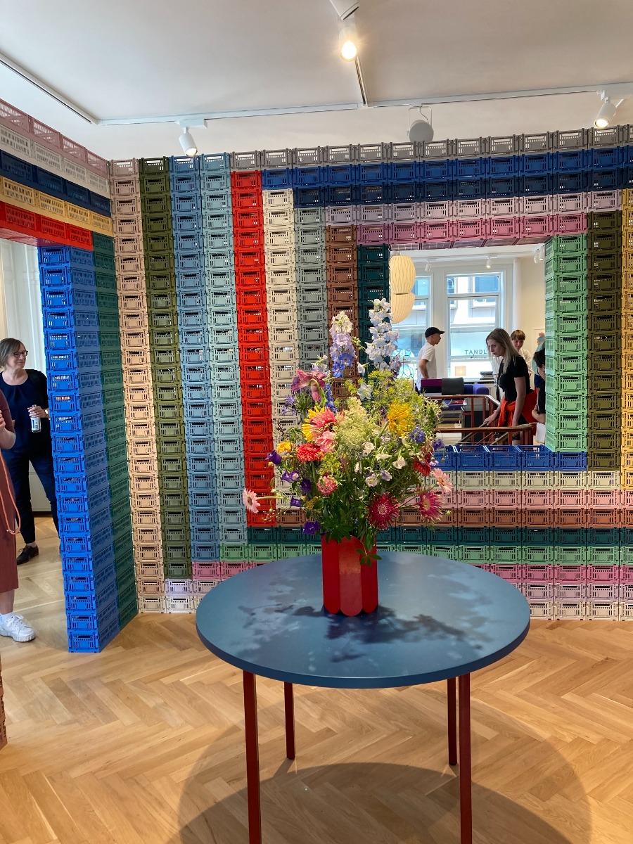 Hay wall of colourful crates