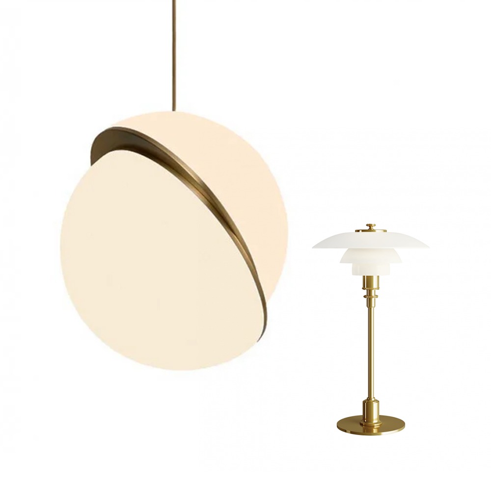 The Lee Broom Crescent Pendant & The Louis Poulsen PH 2/1 Table Lamp