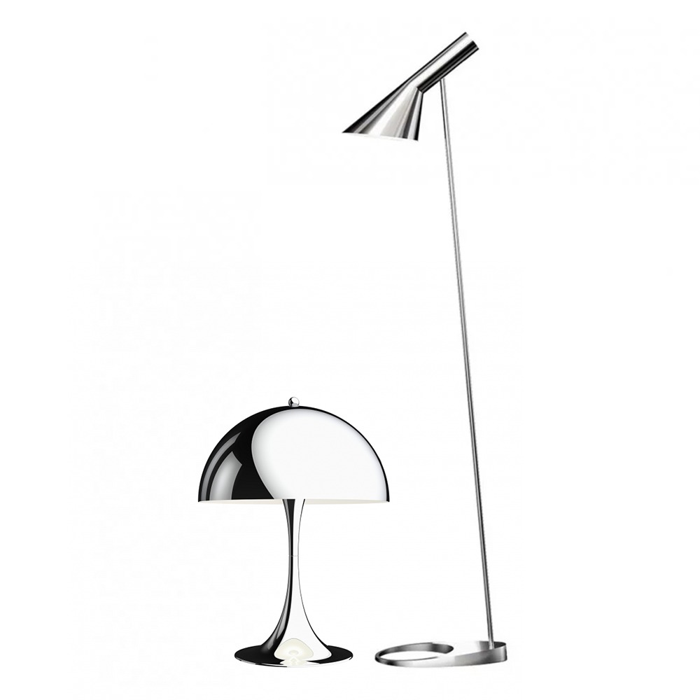 The Louis Poulsen Panthella 320 Table Lamp & The Louis Poulsen AJ Floor Lamp