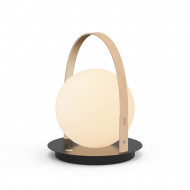 Pablo Bola Lantern LED Portable Table Lamp Tan and Chrome