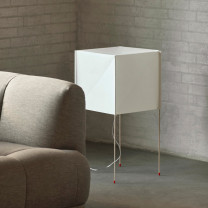 HAY Paper Cube Floor Lamp Beside Sofa