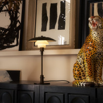 Louis Poulsen PH Aged Brass 3/2 Table Lamp Lifestyle Side Board