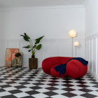 Established & Sons Cho Floor Lamp Behind Sofa