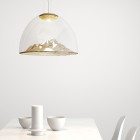 Axolight Mountain View Suspension Amber Above Dining Table