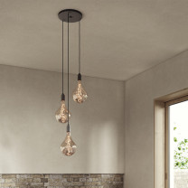 Graphite Tala Voronoi II Triple Pendant with Black Canopy