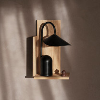  Ferm Living Arum LED Portable Lamp Black on Wall Shelf