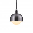 Buster + Punch Forked Shade + Globe Pendant Large Opal Glass Gun Metal Shade