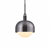 Buster + Punch Forked Shade + Globe Pendant Large Opal Glass Gun Metal Shade
