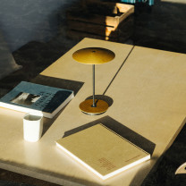 Marset Ginger 20 M LED Portable Table Lamp Lifestyle Coffee Table