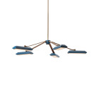 Bert Frank Rinato LED Linear Chandelier 5 Antique Brass Blue