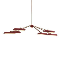 Bert Frank Rinato LED Linear Chandelier 6 Brushed Brass Red
