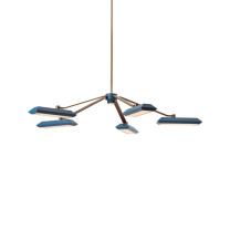 Bert Frank Rinato LED Linear Chandelier 5 Antique Brass Blue