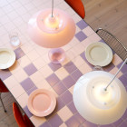 Louis Poulsen PH 5 320 Opal Pendant - Rose and White Above Table
