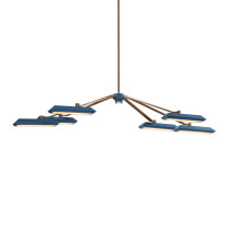 Bert Frank Rinato LED Linear Chandelier 6 Antique Brass Blue
