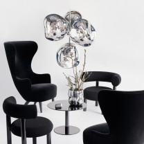 Tom Dixon Melt Small LED Chandelier Silver Above Table