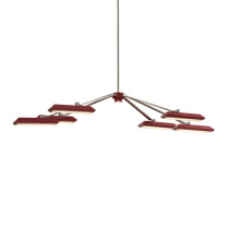Bert Frank Rinato LED Linear Chandelier 6 Satin Nickel Red