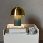&Tradition Raku LED Portable Lamp Green and Brass in Study