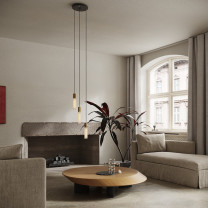 Brass Tala Basalt Triple Pendant in Living Room