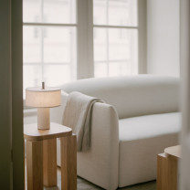 Beige Canvas New Works Margin LED Portable Lamp