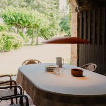 Large Red Santa & Cole HeadHat Plate LED Pendant