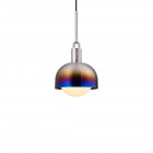 Buster + Punch Forked Shade + Globe Pendant Medium Opal Glass Burnt Steel Shade