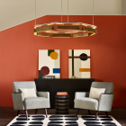 Bert Frank Colt Octagon LED Chandelier - Brushed Brass Situ 