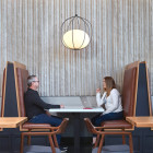 Zero Hoop LED Pendant Lifestyle Booth Seating