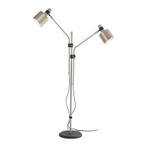 Bert Frank Riddle Double Floor Lamp Satin Nickel