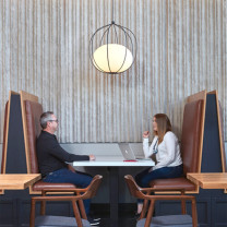 Zero Hoop LED Pendant Lifestyle Booth Seating