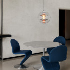 Verpan VP Globe Brushed Aluminium Pendant Above Dining Table