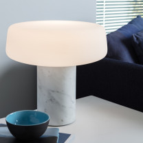 Case Solid Table Lamp Carrara on Cabinet