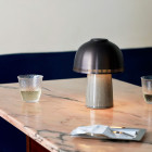 &Tradition Raku LED Portable Lamp Beige Grey & Bronzed in Restaurant