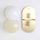 SkLO Twin 1.0 Wall Light White/ Light Beige - Brushed Brass