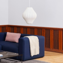 HAY Nelson Pear Crisscross Bubble Pendant Above Sofa