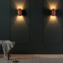 Tom Raffield Neap Wall Light in Pairs Illuminated