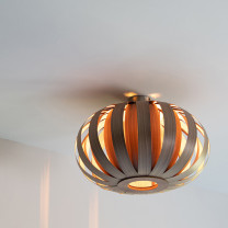 Tom Raffield Urchin Ceiling Light Walnut on Ceiling