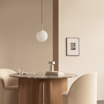 Audo Copenhagen TR Bulb Pendant Steel Above Coffee Table