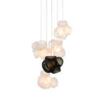 Bocci 100 Series LED Random Multiple Pendant 5 Clear with Grey