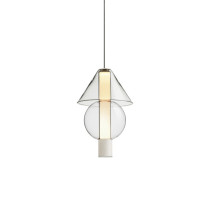 Marset Fragile 16 LED Pendant White - Cone and Sphere