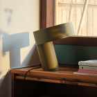 HAY Slant Table Light Khaki Green Beside Window