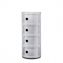 Kartell Componibili Recycled Storage Unit Matt Silver 4 Tier Unit