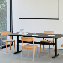 HAY Factor Linear LED Suspension Light Soft Black Above Table