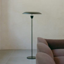 New Works Kantarell Floor Lamp Black Behind Sofa