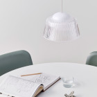 HAY Brim Pendant Transparent Above Dining Table