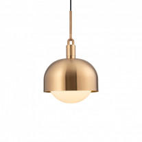 Buster + Punch Forked Shade + Globe Pendant Large Opal Glass Brass Shade