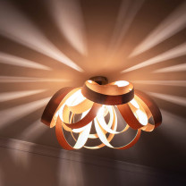 Tom Raffield Skipper Ceiling Light Ash in Dark Room