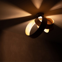 Tom Raffield Flush Ceiling Light Oak Lights Off