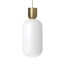Ferm Living Collect Bell Socket Pendant Glass Tall Brass Opal