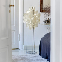 Verpan Fun 1STM Floor Lamp Chrome in Bedroom