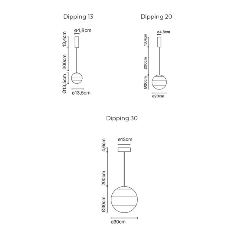 Specification Image for Marset Dipping Light LED Pendant